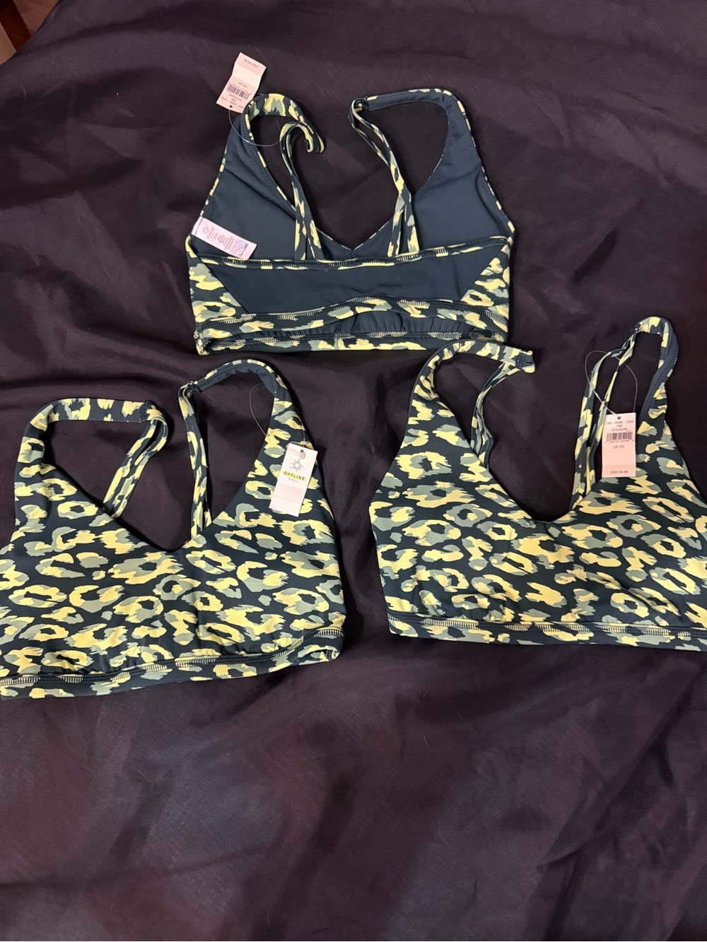 Aerie Offline Sports Bra Leopard-Print Wireless Bralette in Green and Yellow